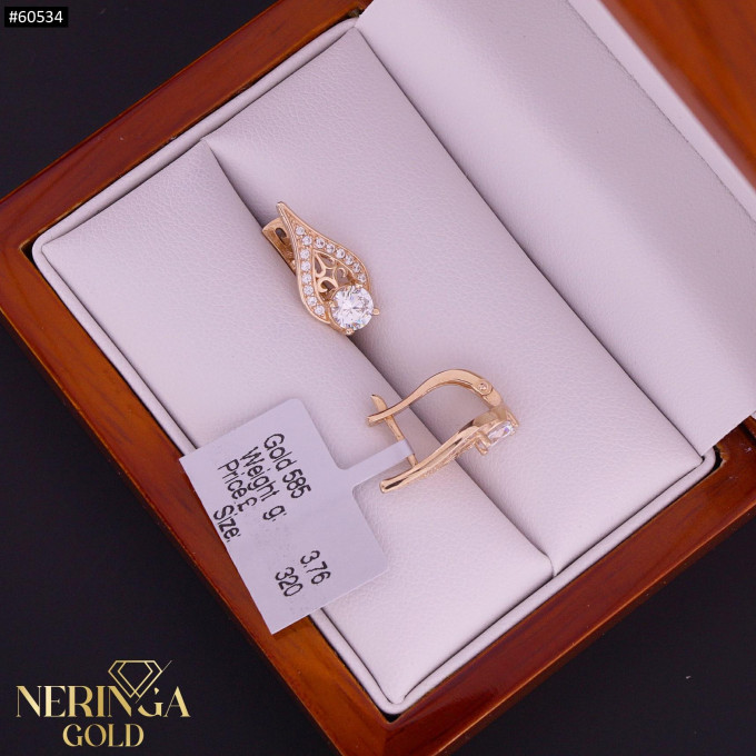Rose gold english lock earrings #60534