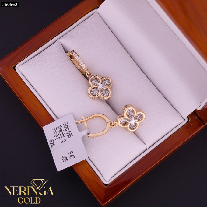 White rose gold english lock earrings #60562 White rose gold english lock earrings #60562