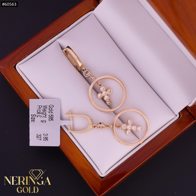 Rose gold english lock earrings #60563