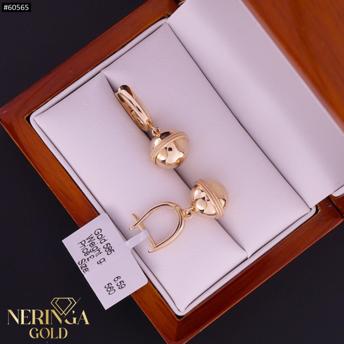 Rose gold english lock earrings #60565