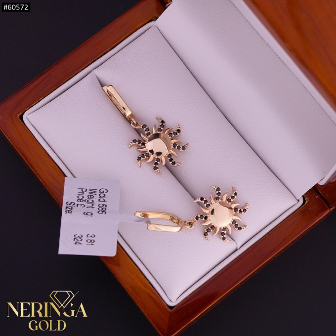 Rose gold english lock earrings #60572