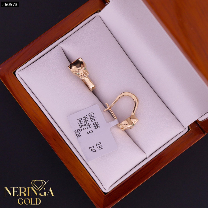 Rose gold english lock earrings #60573