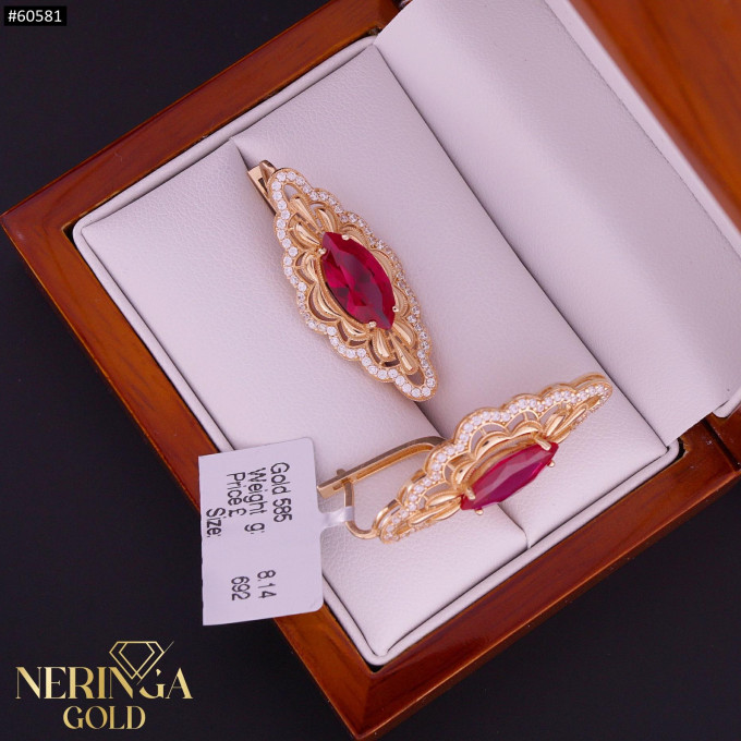 Rose gold english lock earrings #60581