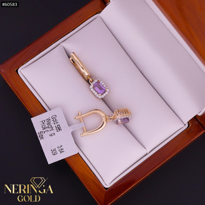 Rose gold english lock earrings #60583