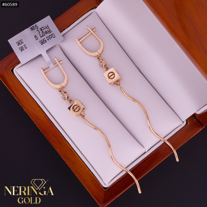 Rose gold english lock earrings #60589