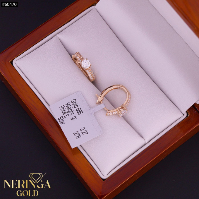 Rose gold english lock earrings #60470