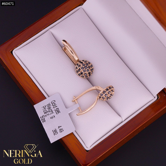 Rose gold english lock earrings #60471