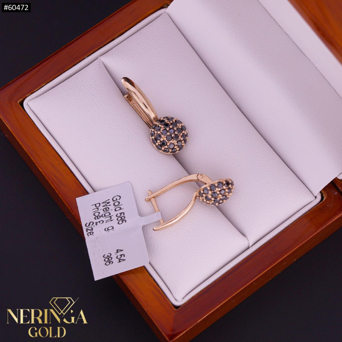 Rose gold english lock earrings #60472