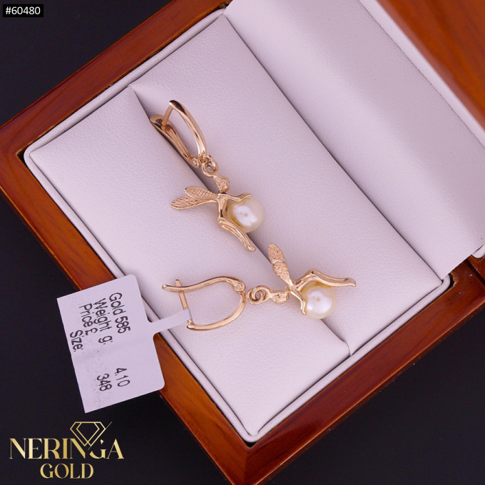 Rose gold english lock earrings #60480