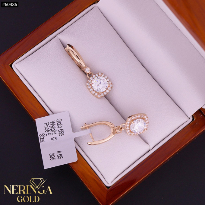 Rose gold english lock earrings #60486