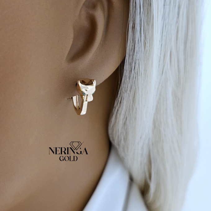 Rose gold english lock earrings #60573