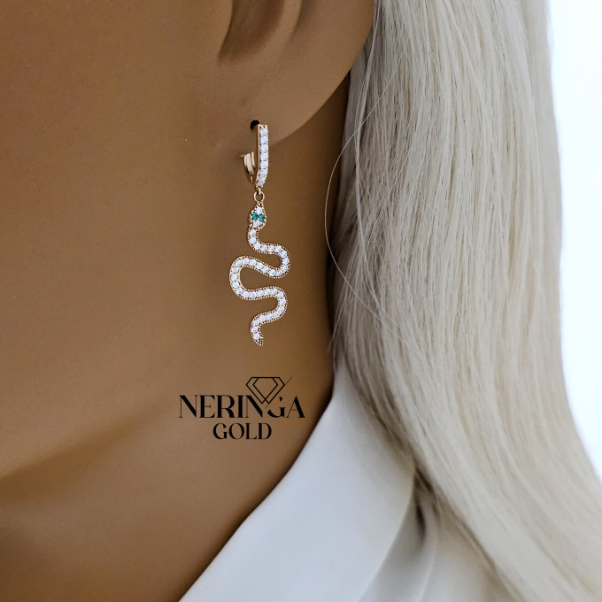 Rose gold english lock earrings #60588