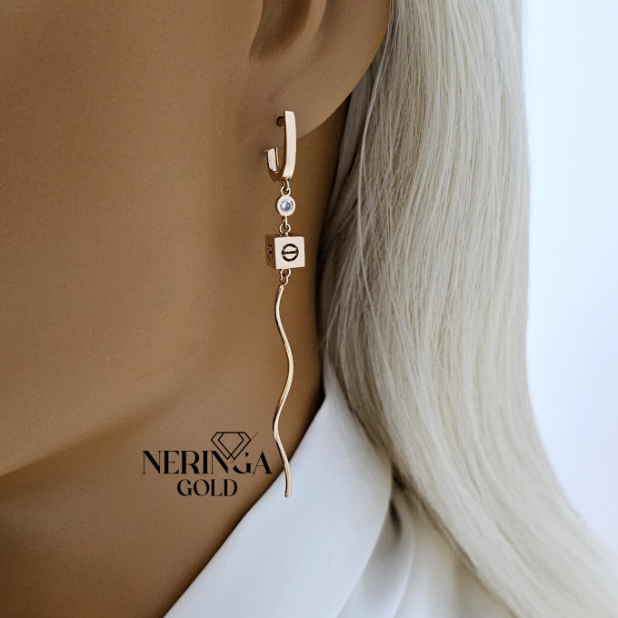 Rose gold english lock earrings #60589