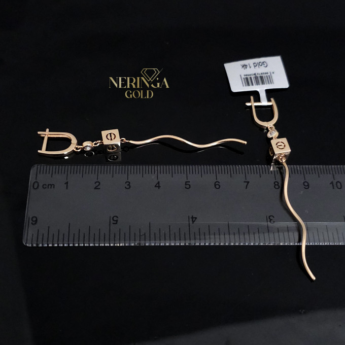 Rose gold english lock earrings #60589