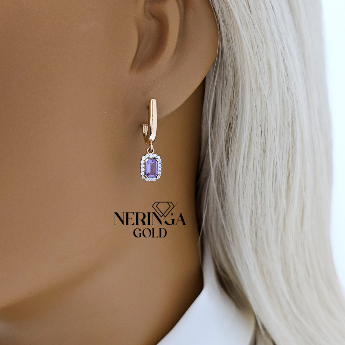 Rose gold english lock earrings #60583