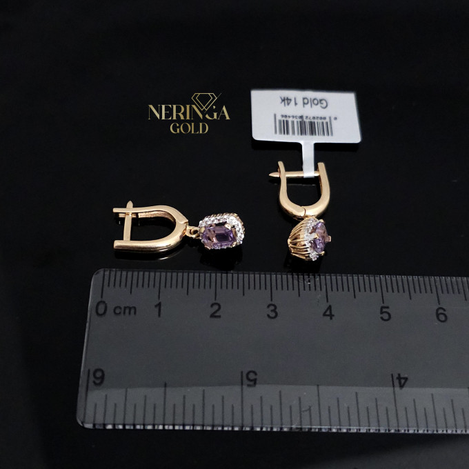 Rose gold english lock earrings #60583