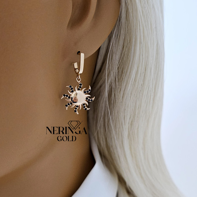Rose gold english lock earrings #60572