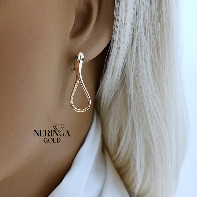 Rose gold english lock earrings #60576