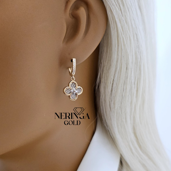 White rose gold english lock earrings #60562 White rose gold english lock earrings #60562