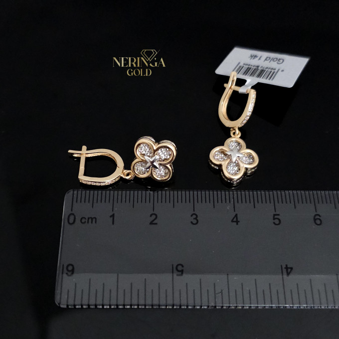 White rose gold english lock earrings #60562 White rose gold english lock earrings #60562