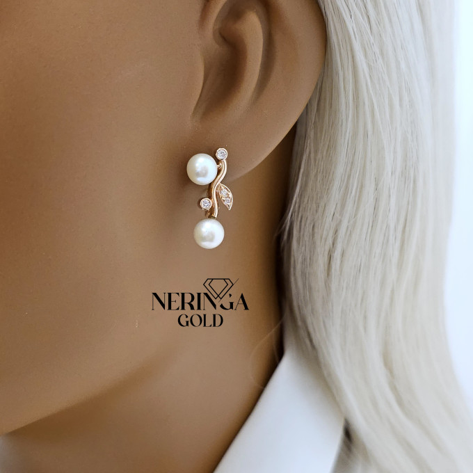 Rose gold english lock earrings #60477