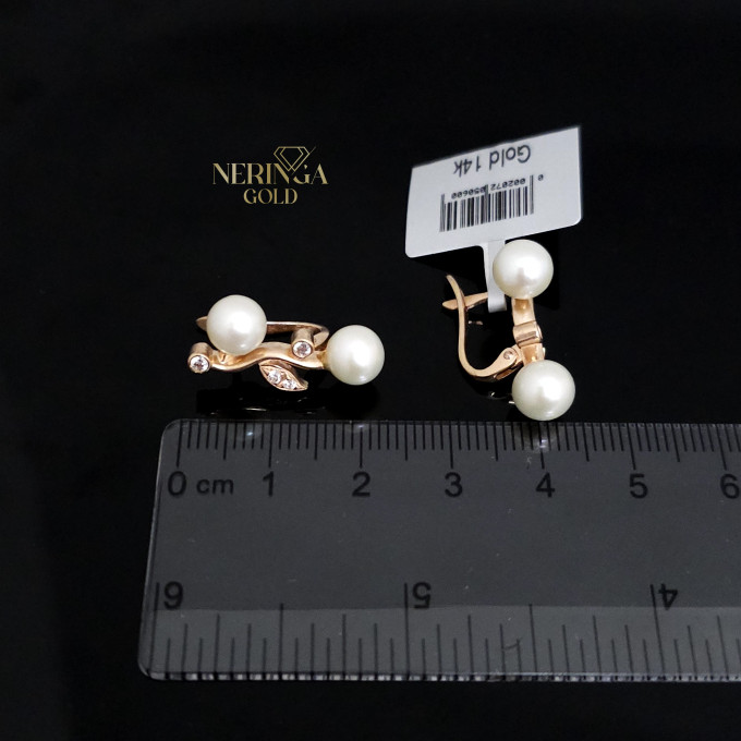 Rose gold english lock earrings #60477