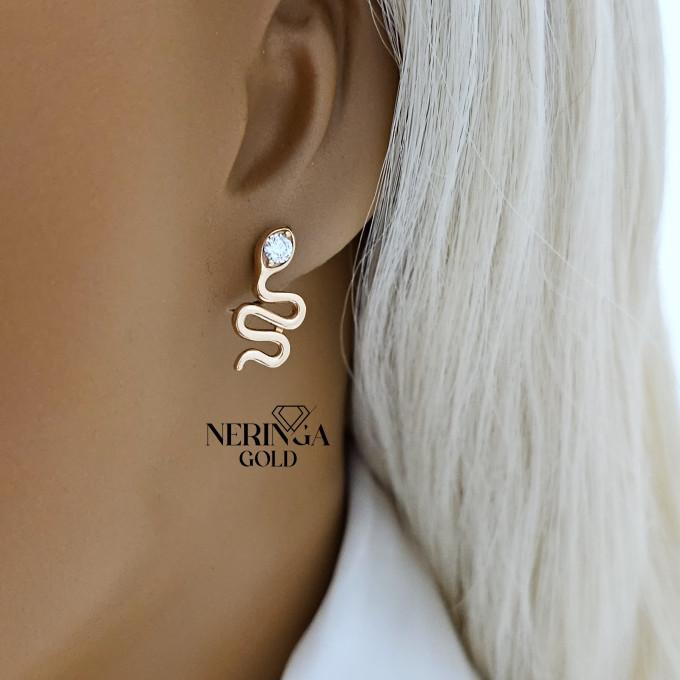 Rose gold stud earrings #63657