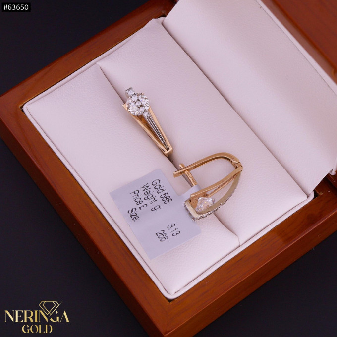 White rose gold english lock earrings #63650 White rose gold english lock earrings #63650