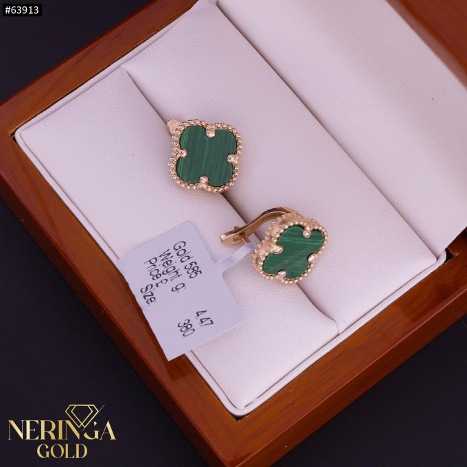 Rose gold english lock earrings #63913