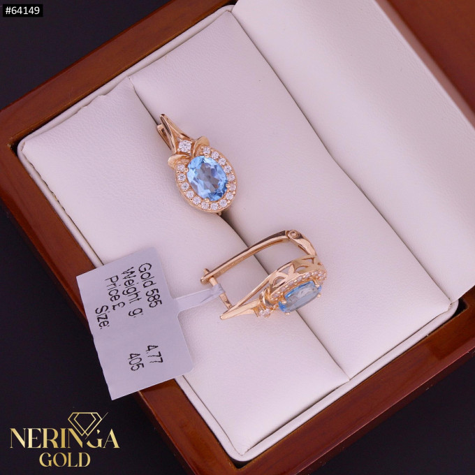 Rose gold english lock earrings #64149