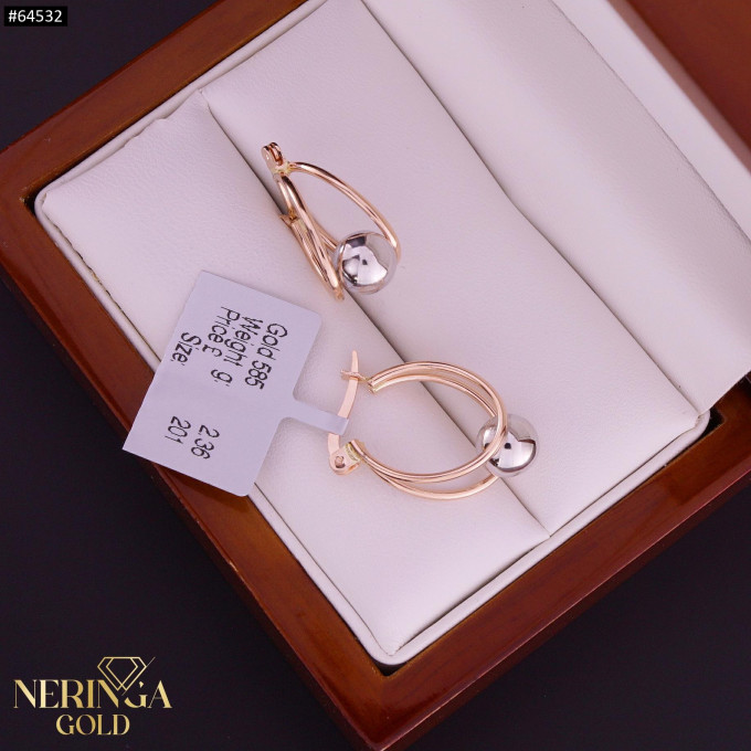 White rose gold earring #64532