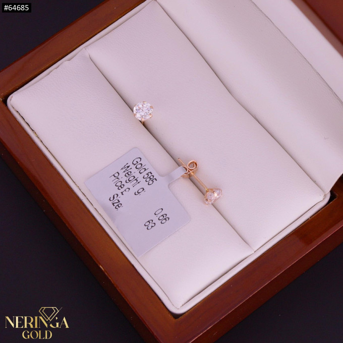Rose gold stud earrings #64685