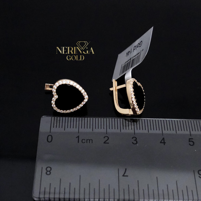 Rose gold english lock earrings #64804