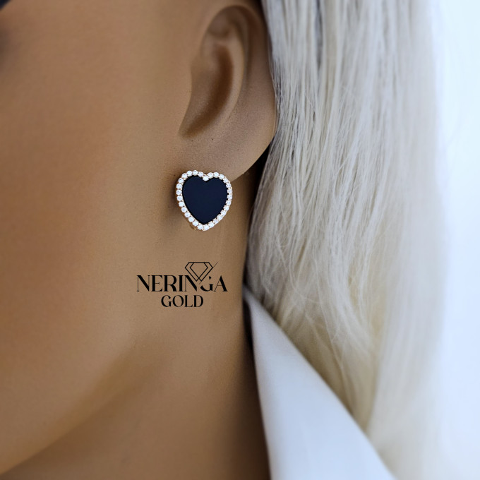Rose gold english lock earrings #64804