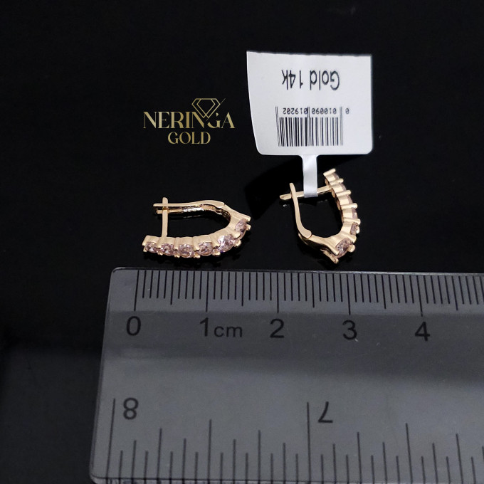 Rose gold english lock earrings #64793