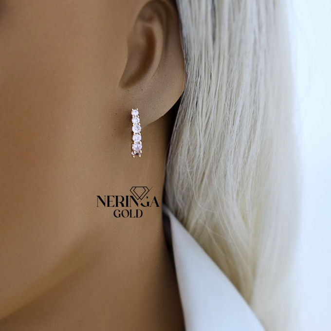 Rose gold english lock earrings #64793