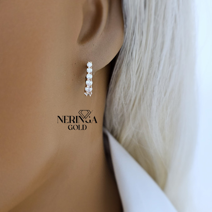 Rose gold english lock earrings #64790