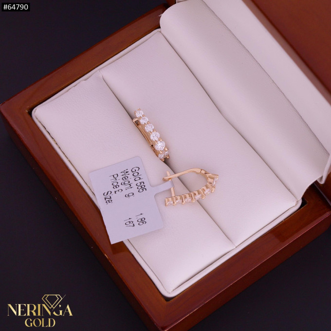 Rose gold english lock earrings #64790
