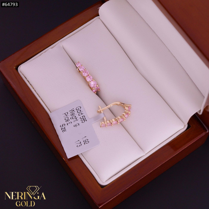 Rose gold english lock earrings #64793