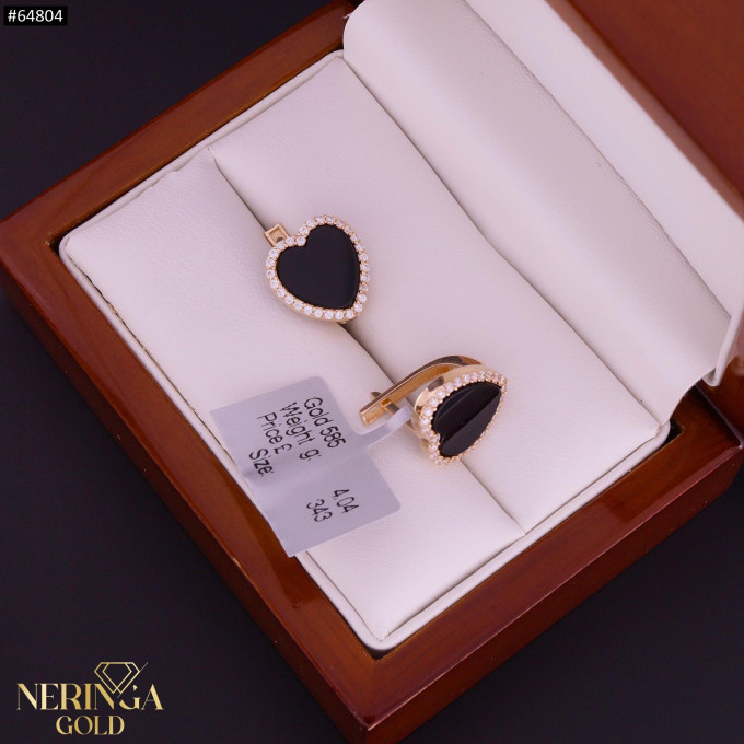 Rose gold english lock earrings #64804