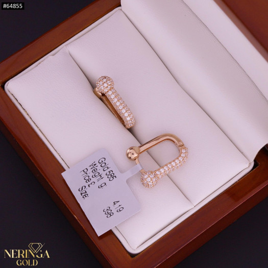 Rose gold english lock earrings #64855