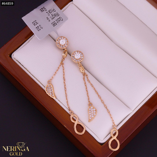 Rose gold stud earrings #64859