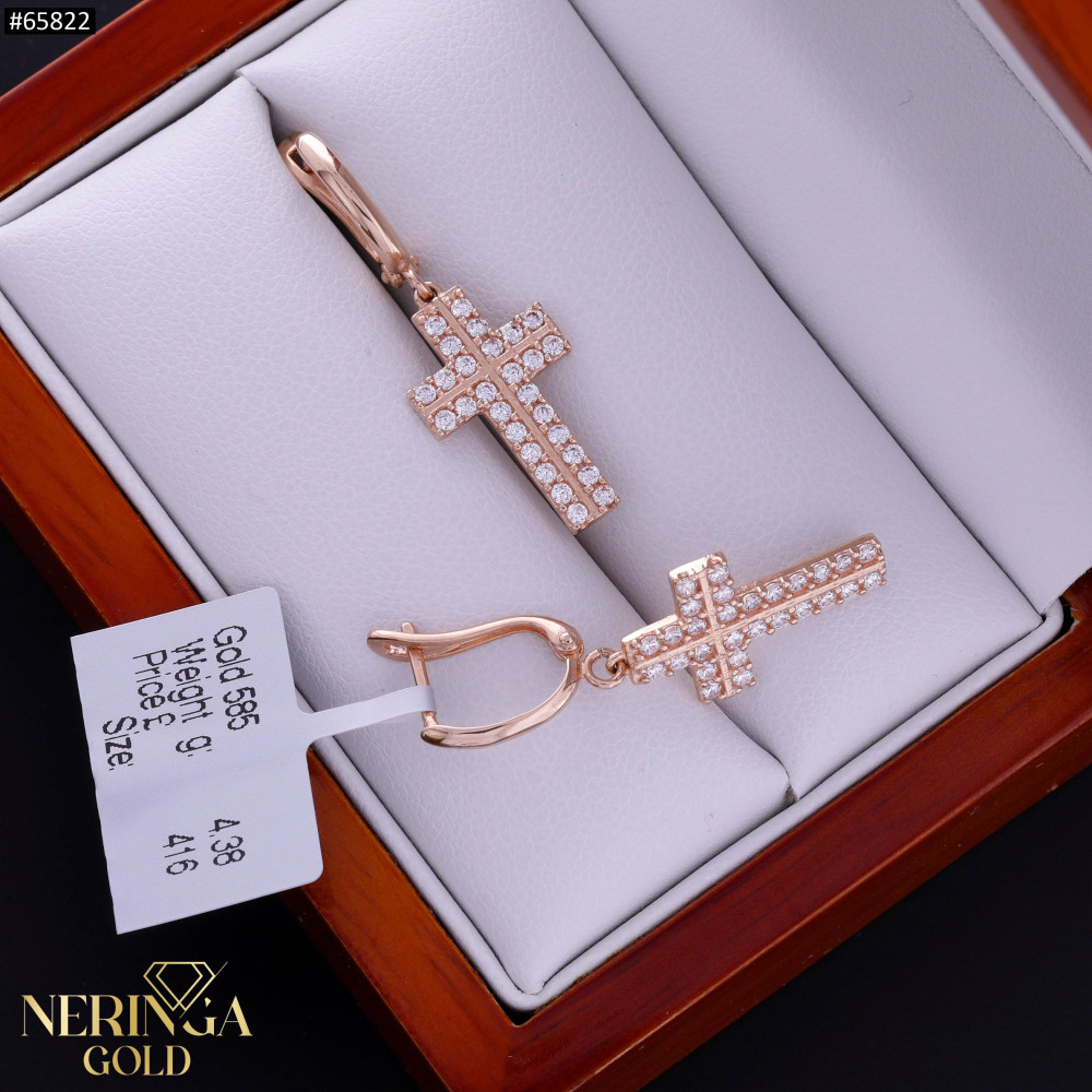 Rose gold english lock earrings #65822