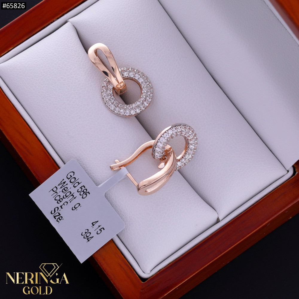 Rose gold english lock earrings #65826