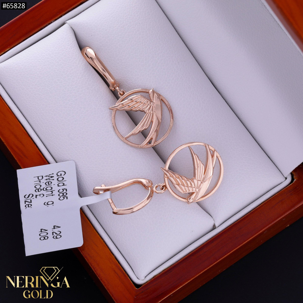 Rose gold english lock earrings #65828