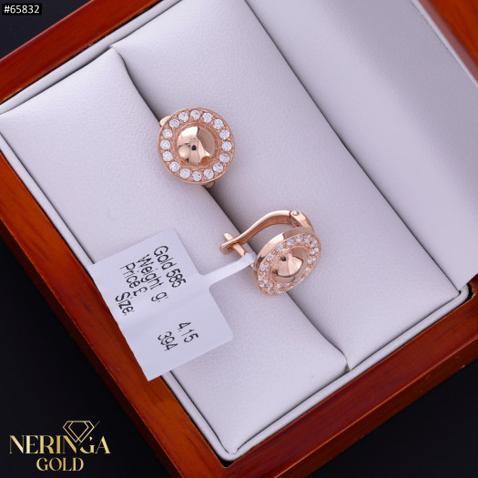 Rose gold english lock earrings #65832