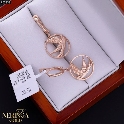 Rose gold english lock earrings #65833