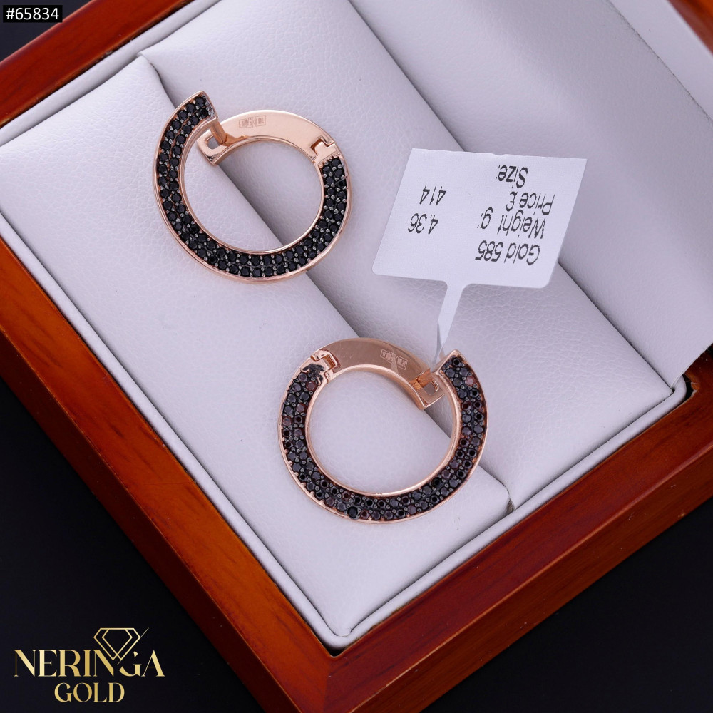 Rose gold english lock earrings #65834