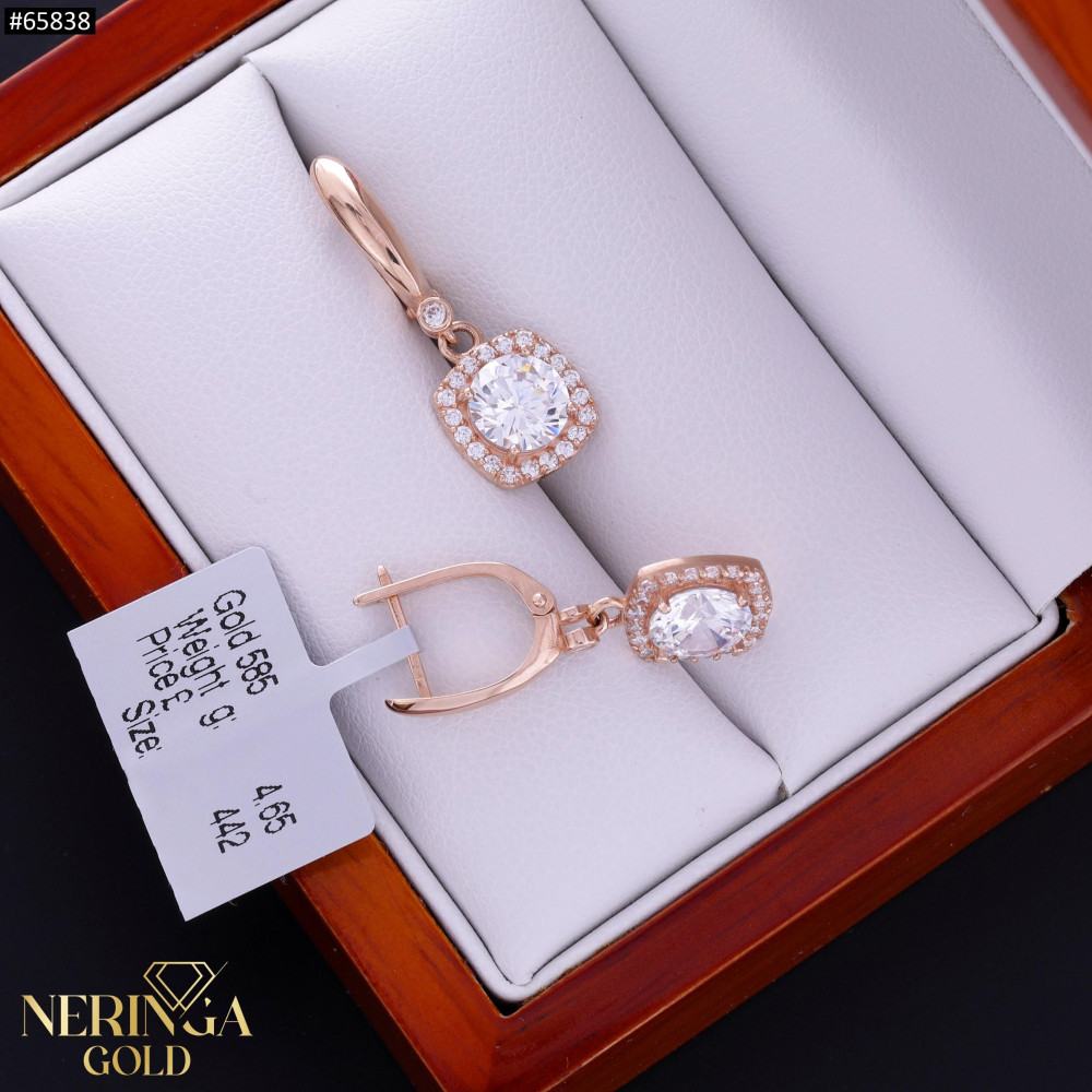 Rose gold english lock earrings #65838