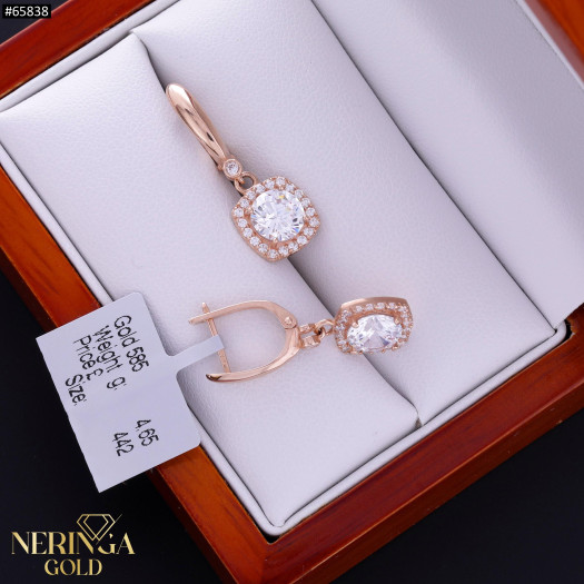 Rose gold english lock earrings #65838